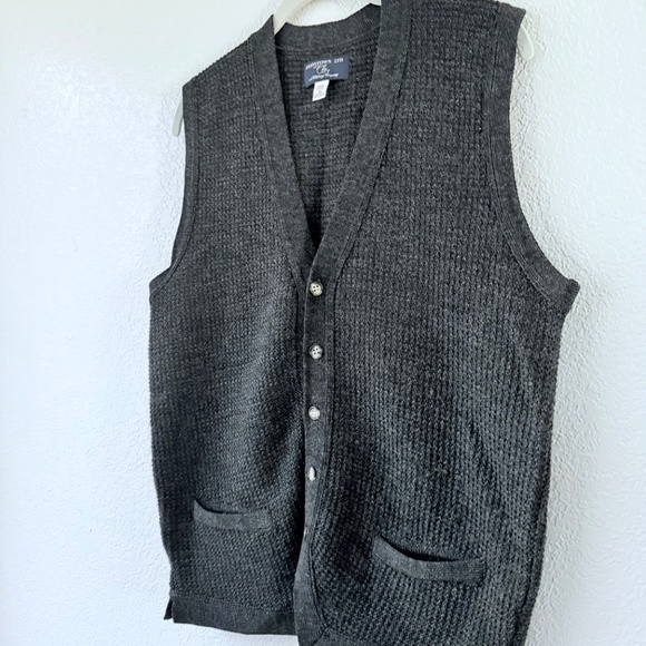 Johnstown LTD Men’s 100% Wool Gray Sweater Vest Size L Grandpa core - Picture 4 of 9